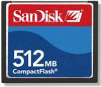 Sandisk CompactFlash 512 Mb (SDCFB-512-E10)